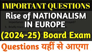 Social Science Important questions Class 10  The Rise of Nationalism in Europe important questions [upl. by Cran65]