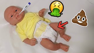 Silicone Baby Noah Sick and Changing Exploding Diaper Routine [upl. by Clynes871]