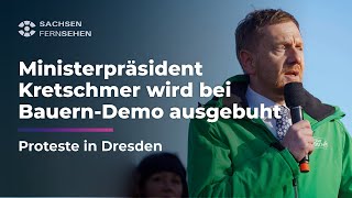 BAUERNPROTEST in Dresden MICHAEL KRETSCHMER spricht vor Demonstranten I Sachsen Fernsehen [upl. by Goodill527]