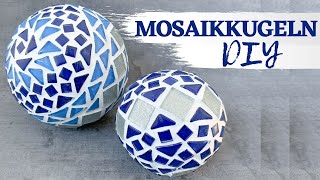 💎 DIY – Mosaikkugel  Mosaik auf Styropor kleben  Deko Kugel [upl. by Nireil]