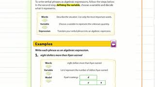 6th Grade Math Chapter 6 Lesson 4 Write Expressions [upl. by Collen]