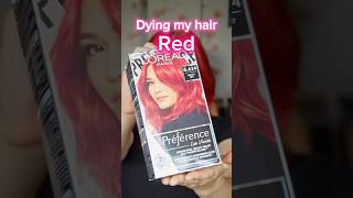 Dying my hair red using L’Oréal 8624 Bright Red hair redhair haircolor [upl. by Oijimer]