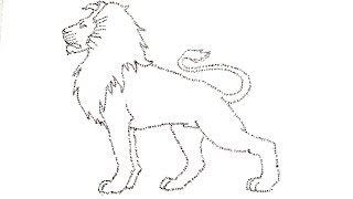 How to draw Lion step by step easy for kids  calligram clipart sketch drawing for beginners [upl. by Aicala]