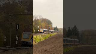 NS SNG’s passeren de Wallersteeg op de Veluwse spoorlijn [upl. by Asserrac]