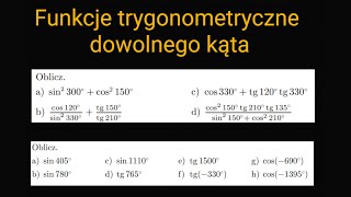 Funkcje trygonometryczne dowolnego kąta [upl. by Portwine]