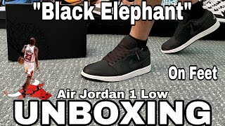 2023 Unboxing Air Jordan 1 Low SE “Elephant Print  Black Elephant”  On Feet [upl. by Yelrebmik749]