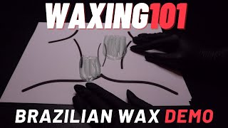 LEARN HOW TO WAX  BRAZILIAN WAX DEMO on paper  PROFESSIONAL WAXING [upl. by Dareg286]