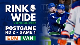 RINK WIDE PLAYOFF POSTGAME Vancouver Canucks vs Edmonton Oilers  Round 2  Game 1 [upl. by Uyekawa]