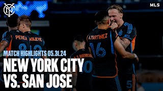 Match Highlights  New York City FC 51 San Jose Earthquakes [upl. by Standing]