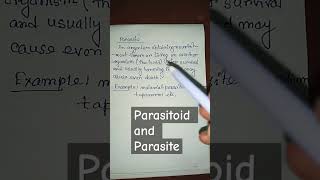 What are parasitoid and parasite parasitology ytshorts biology zoology shortsfeed shorts [upl. by Linzer292]