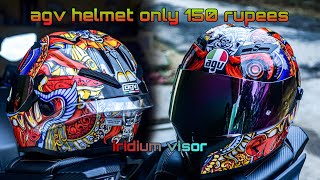 Ridex titanium helmet convert into AGV only 150 rupees💰  Red iridium visor install [upl. by Christin]