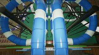 Indoor Waterpark Riding All Waterslides Planet Coaster 2 [upl. by Ellehcem]