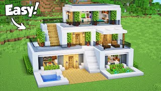 Minecraft How to Build a Modern House  Tutorial Easy 57  Interior in Description [upl. by Loftis]