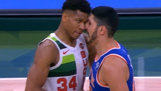 Enes Kanter Gets Ejected after Scuffle amp Exchange Shit Talk with Giannis Antetokounmpo [upl. by Ahser363]