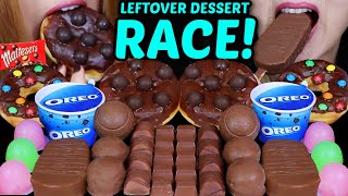 ASMR LEFTOVER DESSERT RACE MALTESERS CHOCOLATE DONUT OREO ICE CREAM CUPS MILKA OREO BALLS KINDER [upl. by Naitsabes]