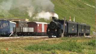 Dampfbahn Furka Bergstrecke Realp DFB  Furka DFB mit Lok 1 Furkahorn [upl. by Aerdnaed]