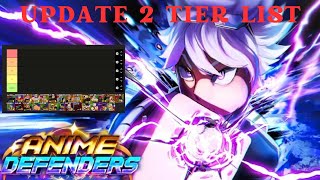 Anime Defenders  Update 2 Tier List [upl. by Alyk]