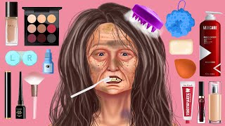 ASMR Homeless old woman transformation makeup animation 1  메이크업애니메이션 [upl. by Aiceila885]