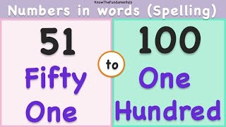 Fifty one to hundred spelling  Number names 51 to100  numbers in words 51 to 100  count 51 to 100 [upl. by Najed]