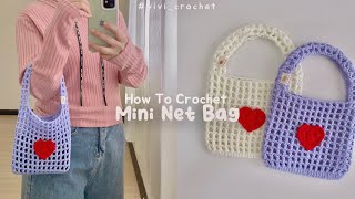 ♥️ How To Crochet Mini Net Bag  Simple and Easy ♥️ [upl. by Sivart840]