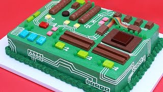 HOW TO MAKE A MOTHERBOARD CAKE  NERDY NUMMIES [upl. by Tristis]