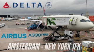 Trip Report  Amsterdam  New York JFK  Delta Economy Comfort   Airbus A330900 A330Neo [upl. by Aynekat]