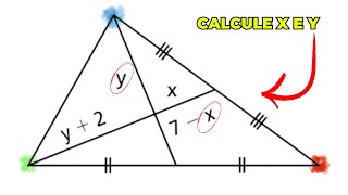 VISUALIZE  Baricentro Determine o x e y no triângulo  GEOMETRIA PLANA [upl. by Marolda]