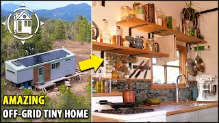 Stunning TINY HOUSE build on 5th wheel trailer w solar power [upl. by Ffirahs]