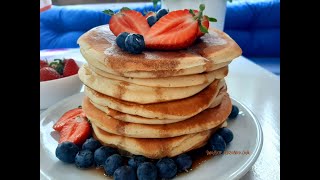 Amerykańskie pancakes bardzo puszyste i pyszne prosty przepis naśniadanie naobiad pancakes [upl. by Cenac]