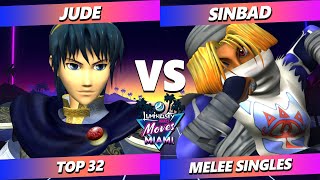 LMM Miami 2024  Jude Marth Vs Sinbad Sheik Smash Melee  SSBM [upl. by Leeke741]