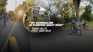 Lots of smiles on two wheels as Park Hill Elementary celebrates first Bike Bus [upl. by Orimisac]