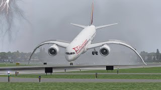 The Dancing Plane  B787 Emergency Landing During Storm  Xplane 11 [upl. by Brooks]