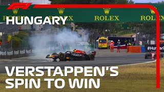 Verstappen Spins and Wins in Budapest  2022 Hungarian Grand Prix [upl. by Ydnyl]