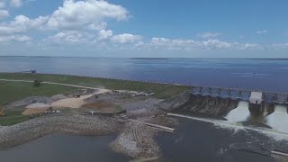 Sky2 Drone shows you the damage and repairs of the Lake Livingston Dam and Spillway [upl. by Whitcomb354]