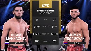 Islam Makhachev vs Arman Tsarukyan 2 FULL FIGHT  UFC 5 AI Simulation [upl. by Reg560]