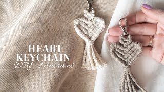 Macrame Heart Keychain tutorial Heart Pattern Macramé Key Chain • Makramee Herz Schlüsselanhänger [upl. by Aeet]