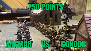 Angmar vs Minis Tirith amp Fiefdoms 750pt MESBG Battle Report [upl. by Eslek57]