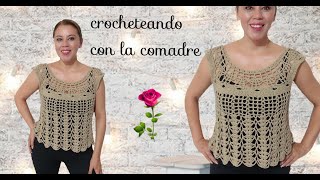 BLUSA PAULINA PUNTADAS CALADAS A CROCHETPTE 1 FACIL Y RAPIDO [upl. by Strickland]