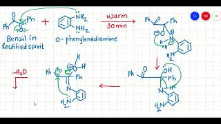 Reaction mechanism for synthesis of 23diphenylquinoxaline from benzil and ophenylenediamine [upl. by Amarillis475]