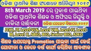 Teacher Cadre Rule 2019 elementary teacher odisha Gazzet How do the teachers promoted to next level [upl. by Obocaj]