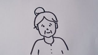 How to draw Grandma  Grandma easy outline drawing tutorial step by step [upl. by Emeline]