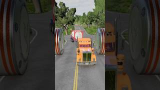 Orange Gavril Truck vs Bollards Part250 beamngdrive gaming automobile [upl. by Otrebireh563]