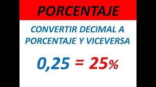 Como convertir decimal a porcentaje y viceversa [upl. by Nitsuga]