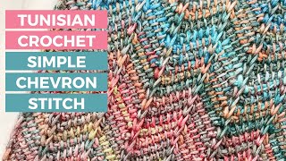 HOW TO  Tunisian Simple Stitch Chevron BEGINNER STITCH  FREE BLANKET PATTERN Ripple Wave Pattern [upl. by Tab516]