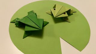 Hüpfenden Origami Frosch falten  basteln mit Papier für Kinder  DIY Paper Craft оригами [upl. by Siron]