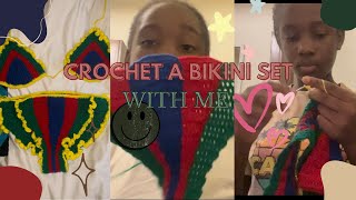 Crochet a bikini set with  crochet  Few days of crocheting  vlogs [upl. by Sklar610]