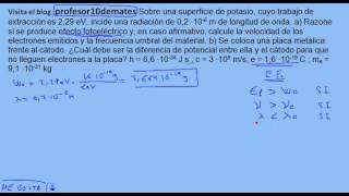 Efecto fotoelectrico ejercicios resueltos potencial parte1 [upl. by Evin141]