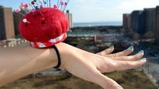 ✂ How to make a wrist band pin cushion using recycled materials  Natalies Creations [upl. by Etka848]