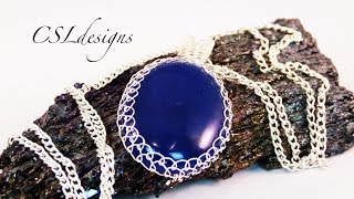 Wire wrapped cabochon netting technique [upl. by Venetia269]