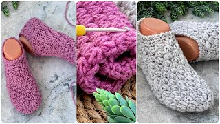 Crochet slippers in 1 hour Beginner Friendly Crochet Slipper Socks quick project [upl. by Tavy690]